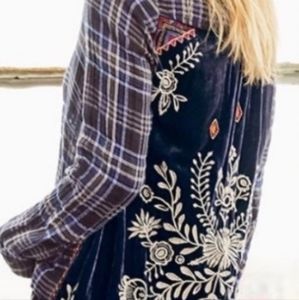 Johnny Was Mica velvet embroidered back shirt